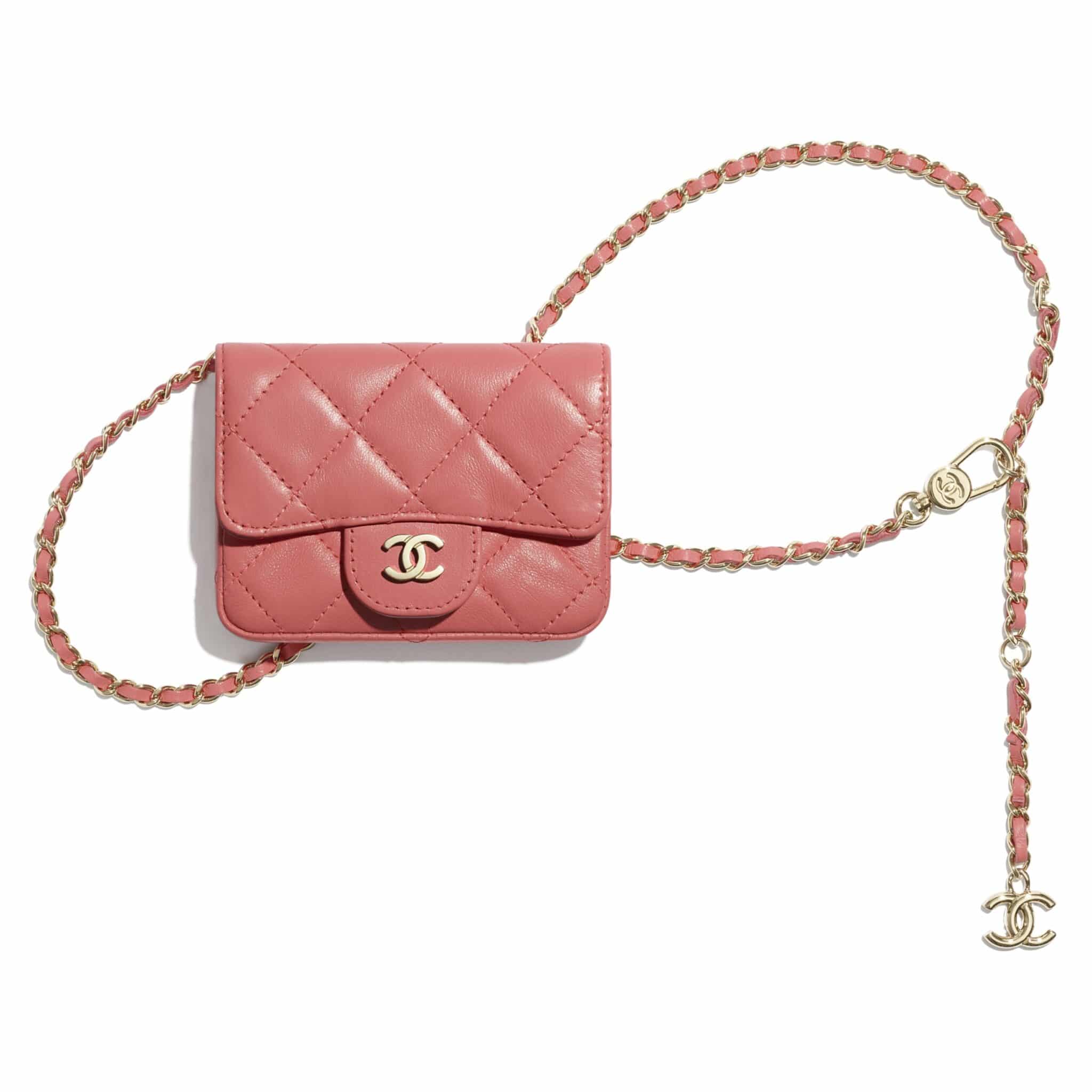 Wallet on chain  Grained calfskin  goldtone metal burgundy  Fashion   CHANEL
