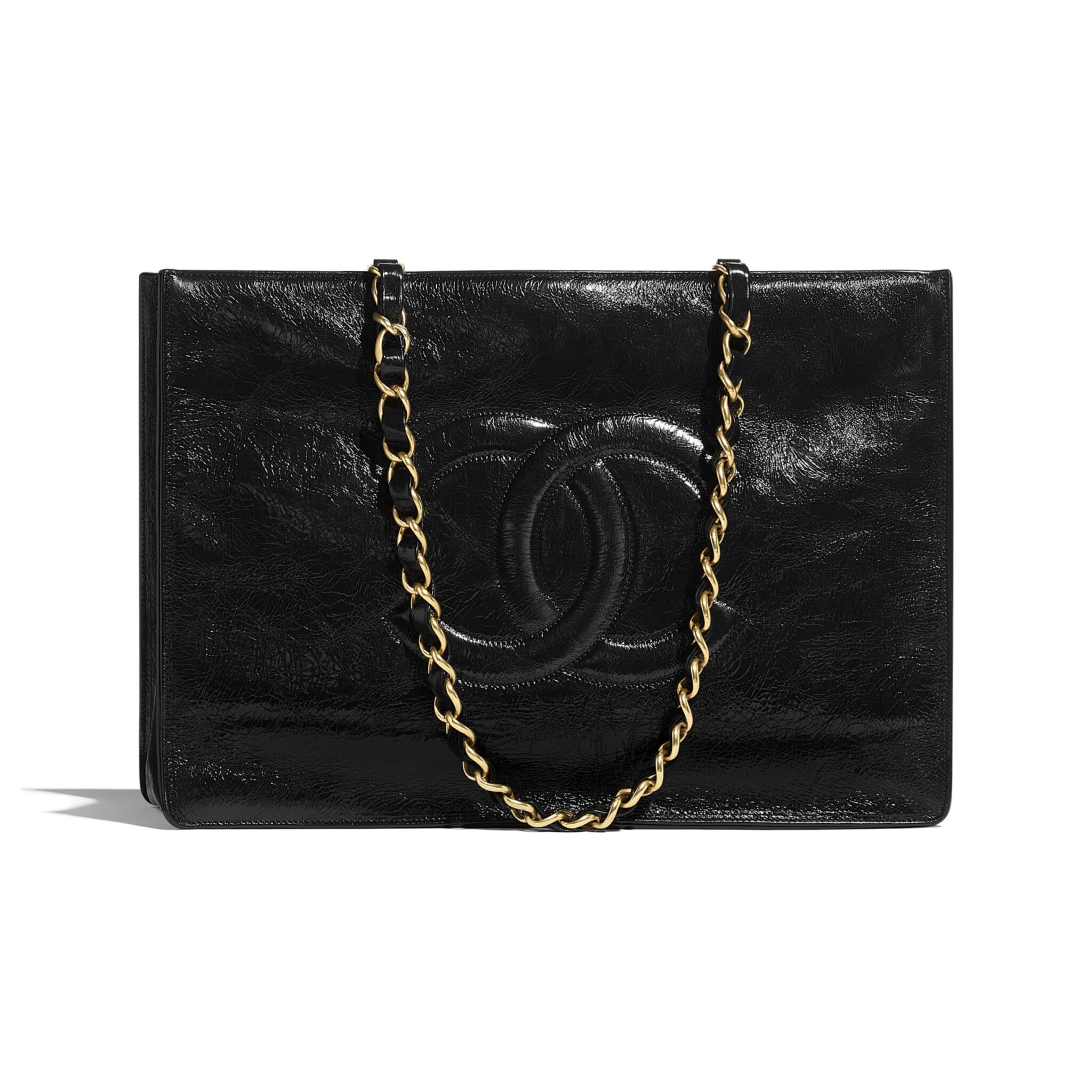 CHANEL Shiny Crumpled Calfskin Quilted Medium Chanel 19 Flap Black 1267067   FASHIONPHILE