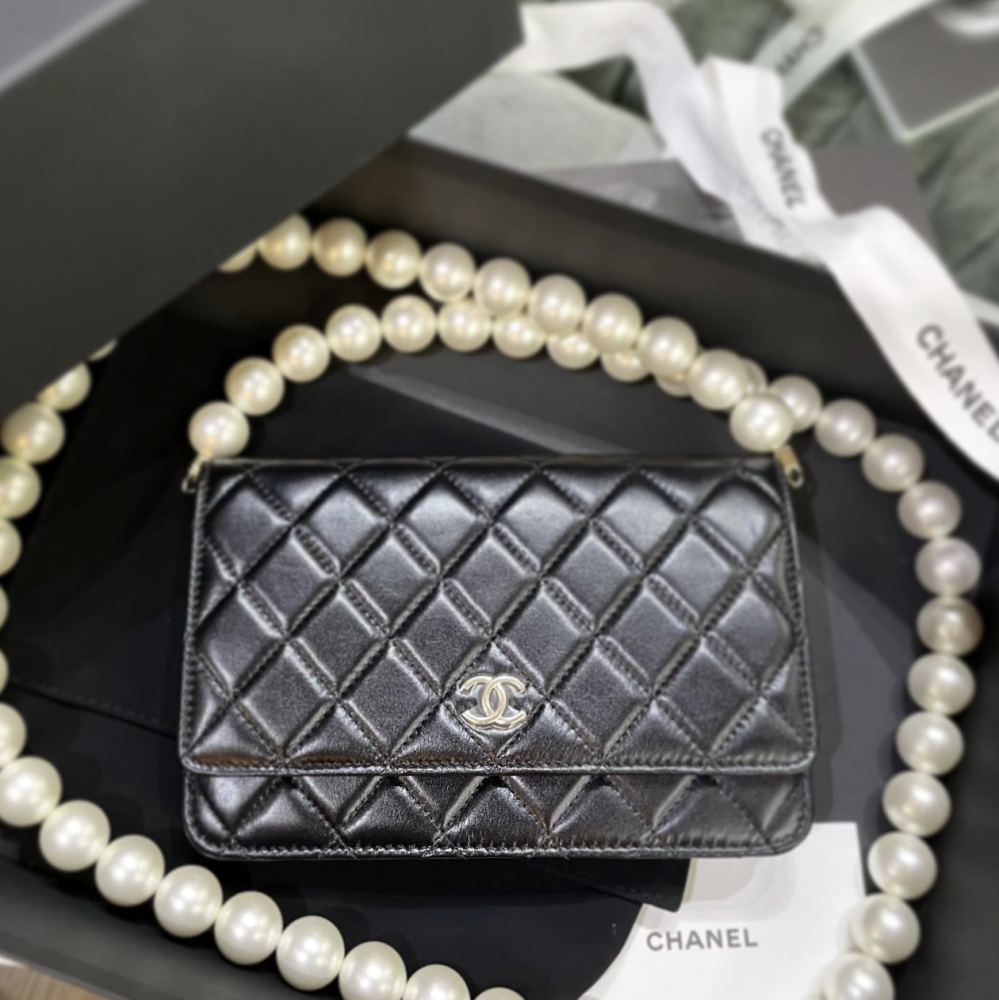 chanel mini woc with pearl strap