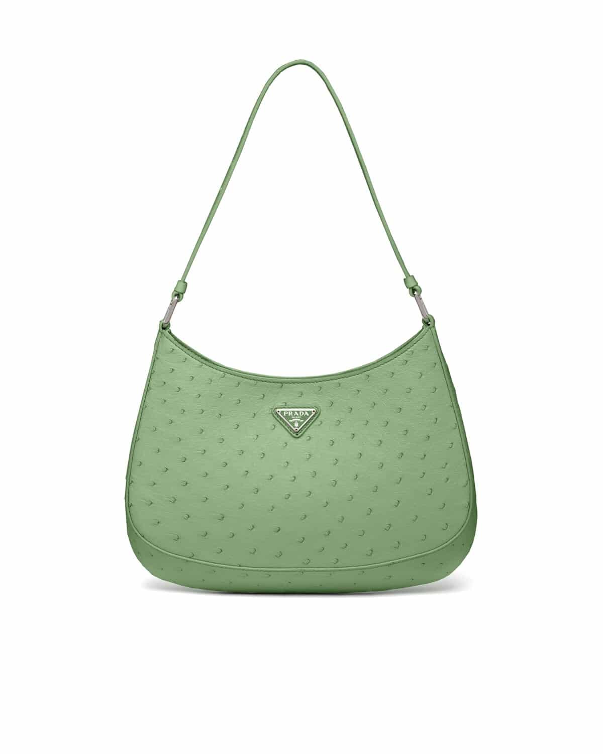 Cleo Small Leather Shoulder Bag in Green - Prada