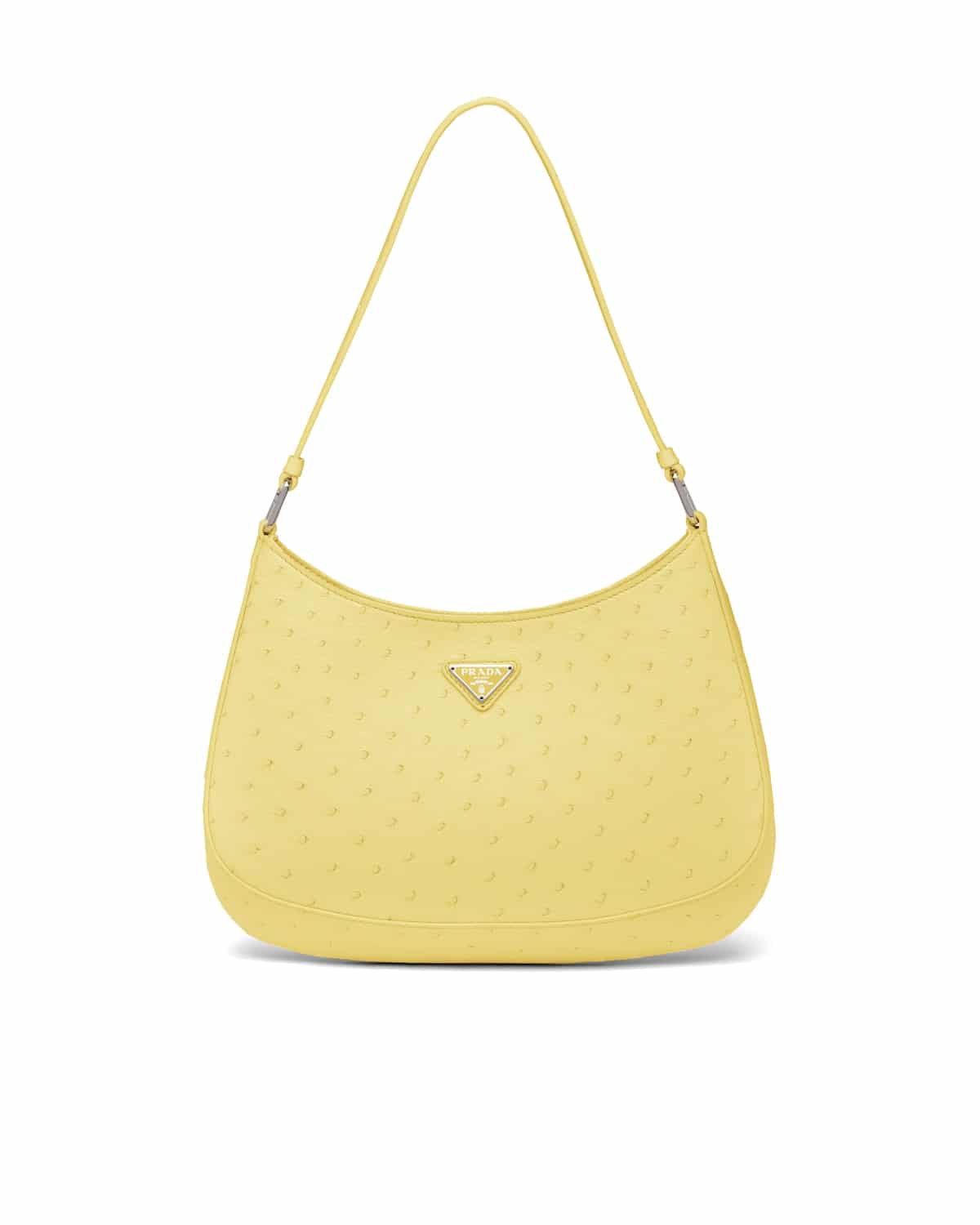 Prada Cleo Brushed Leather Shoulder Bag with Flap 1BD311, Yellow, One Size
