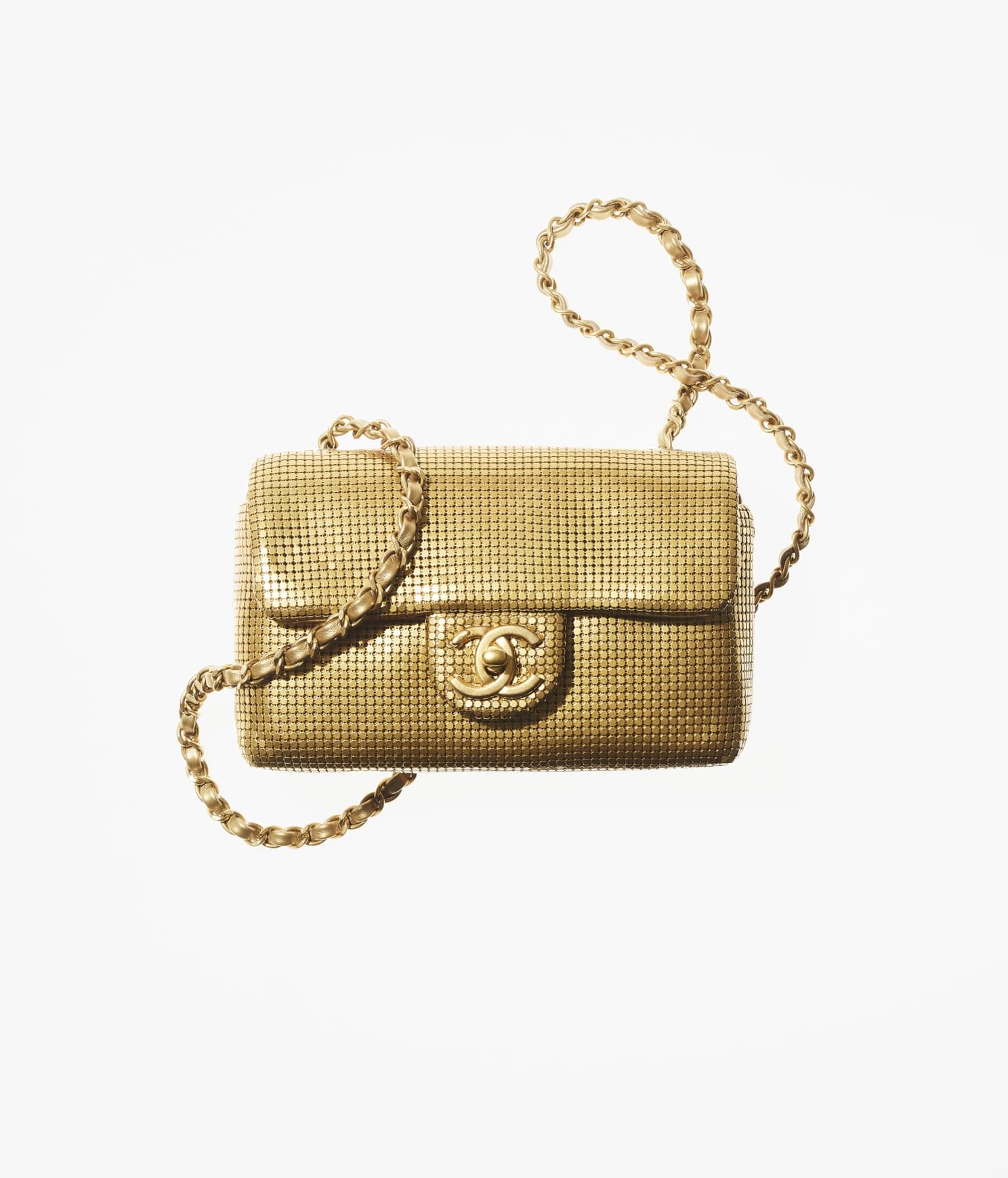 Chanel Pre-owned 2017 coin-mesh Crossbody Bag - Gold