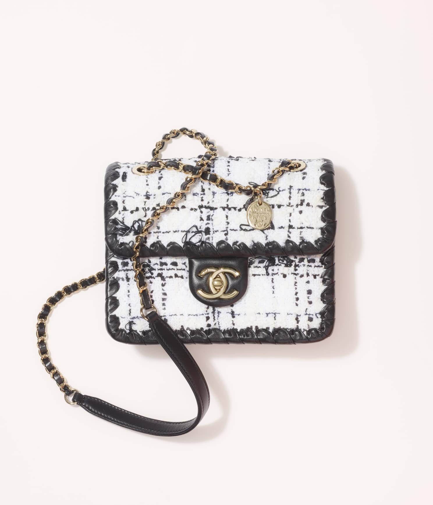 Chanel Black, White, And Rainbow Tweed 22 Tote Gold Hardware, 2022