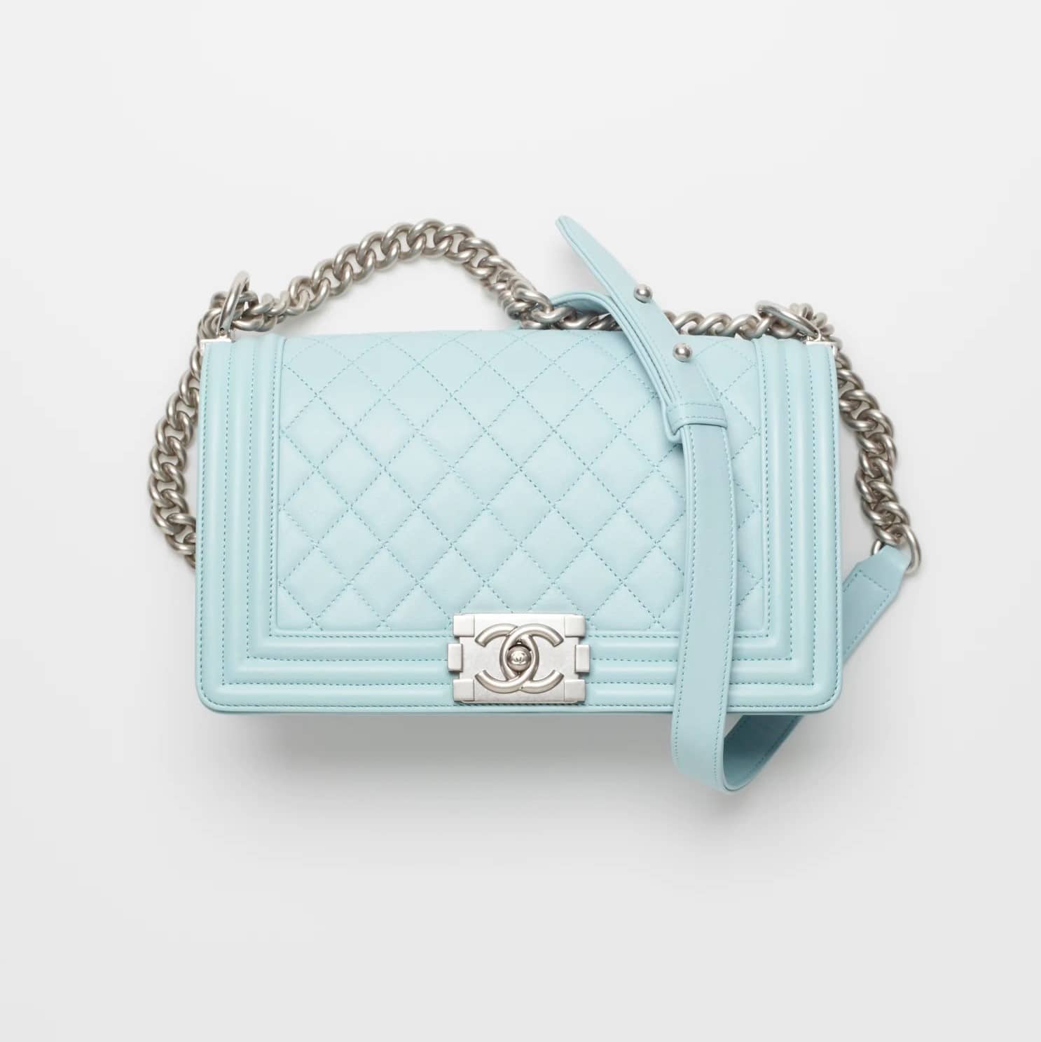 Chanel WOC Wallet on Chain Boy bag in beige caviar leather Blue Golden Light  blue Turquoise Patent leather ref225224  Joli Closet