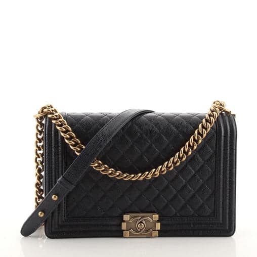 Chanel Boy Quilted Flap Bag in Metallic Patent